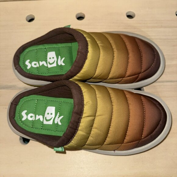NEW Sanuk Puff N Chill Desert Sunset Ombre Slip on Loafer Slides Women's Size 7 - Picture 3 of 6